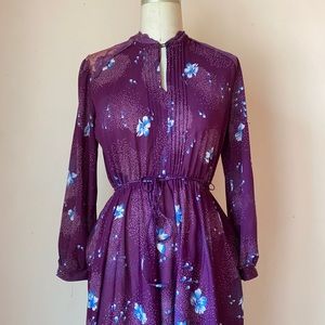 VINTAGE | Floral Aubergine Dress